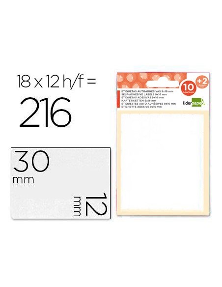 Etiquetas liderpapel sobre de 10 h. + 2 h....
