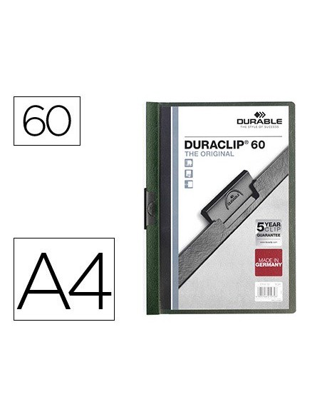 Carpeta duraclip dossier pinza lateral verde...