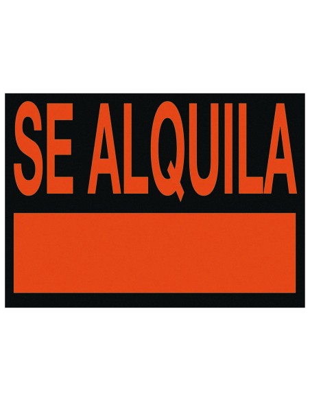 Cartel plastico archivo 2000 \"se alquila\" rojo fluorescente 700x500 mm