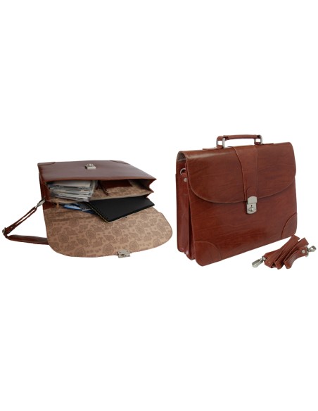 Cartera portadocumentos q-connect kf02610 con correa y dptos interiores marron
