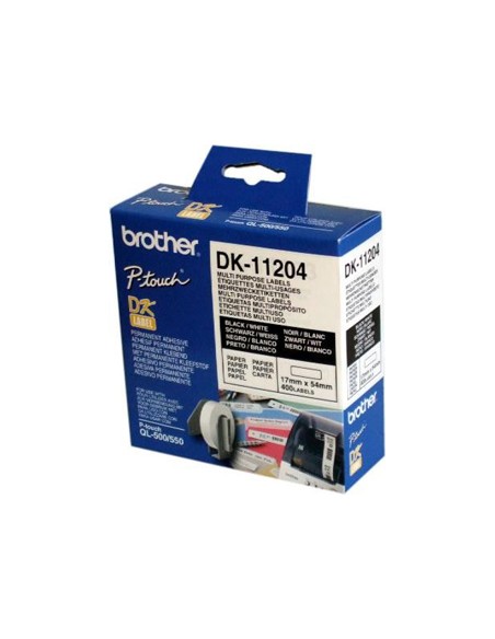 Etiqueta adhesiva brother dk11204 -tamaño 17x54 mm para impresoras de etiquetas ql -400 etiquetas-