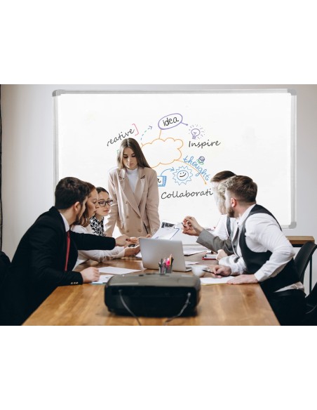 Pizarra blanca q-connect laminada marco de...