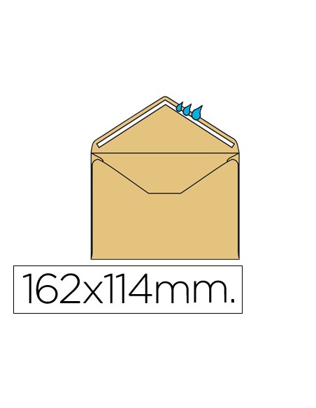 Sobre liderpapel n.23 crema c6 114x162 mm engomado solapa de pico caja de 500 unidades