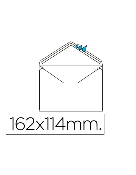 Sobre liderpapel n.21 blanco c6 114x162 mm engomado solapa de pico caja de 500 unidades
