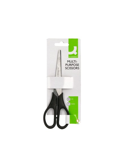Tijera oficina q-connect inoxidable 7\" 17 cm blister