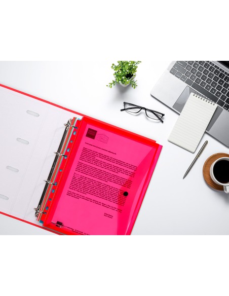 Carpeta liderpapel dossier broche 36669 polipropileno din a4 pack de 5 col.surtidos transparente multitaladro