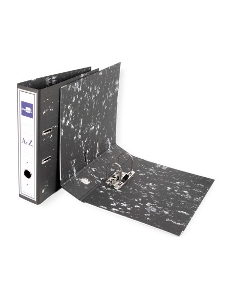 Archivador de palanca liderpapel carton forrado din a4 jaspeado negro sin caja-con rado