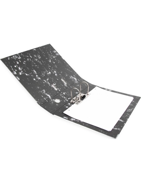 Archivador de palanca liderpapel carton forrado din a4 jaspeado negro sin caja-con rado