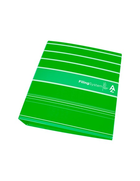 Archivador de palanca liderpapel a4 filing system forrado sin rado lomo 80mm verde con caja y compresor metalico