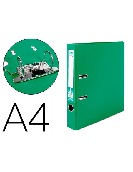 Archivador de palanca liderpapel a4 documenta forrado pvc con rado lomo 52mm verde compresor metalico
