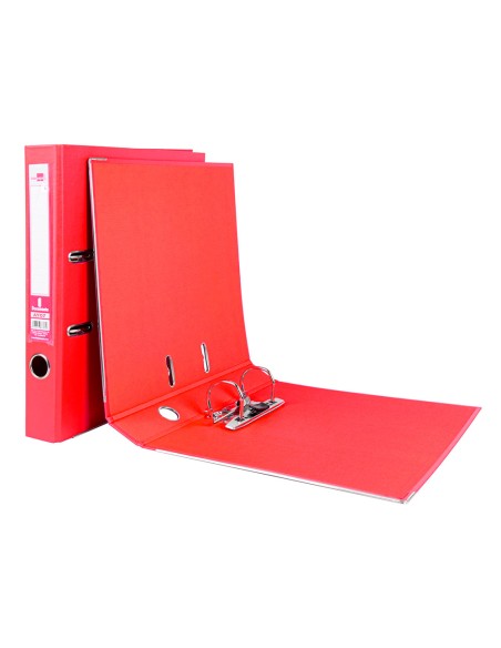 Archivador de palanca liderpapel a4 documenta forrado pvc con rado lomo 52mm rojo compresor metalico