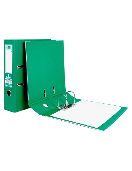Archivador de palanca liderpapel a4 documenta forrado pvc con rado lomo 75mm verde compresor metalico