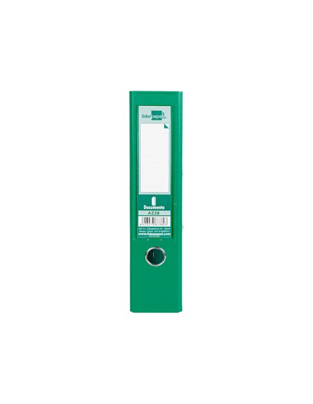 Archivador de palanca liderpapel a4 documenta forrado pvc con rado lomo 75mm verde compresor metalico