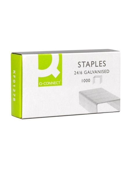 Grapas q-connect nº 22/6 24/6 galvanizadas caja de 1000 unidades