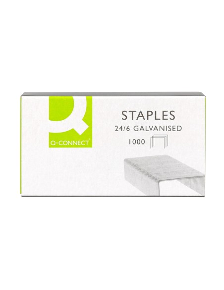 Grapas q-connect nº 22/6 24/6 galvanizadas caja de 1000 unidades