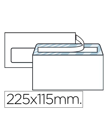 Sobre liderpapel n.6 blanco americano ventana izquierda 115x225 tira silicona open system caja de 500 unidades