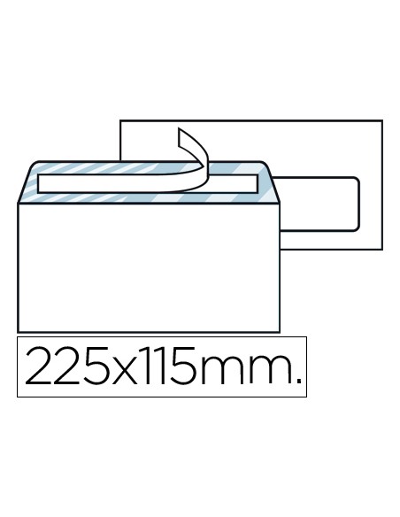 Sobre liderpapel n.4 blanco americano ventana derecha 115x225mm tira silicona open system caja de 500 unidades