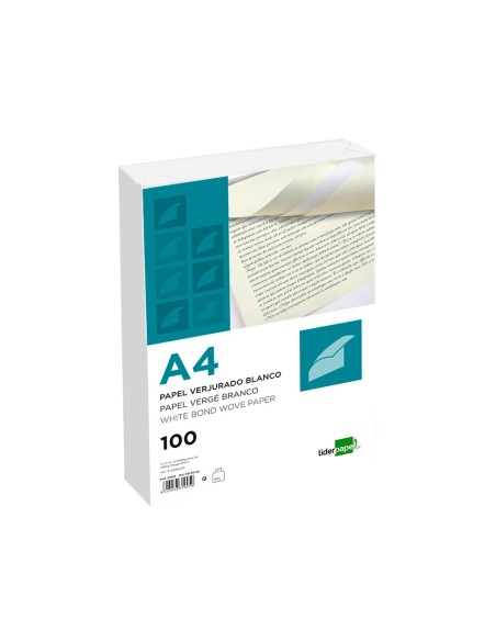 Papel verjurado liderpapel a4 120g/m2 blanco...