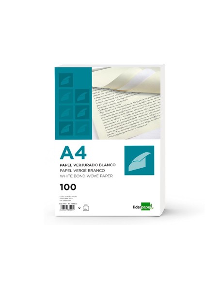 Papel verjurado liderpapel a4 120g/m2 blanco...