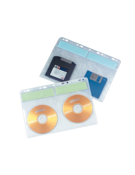 Funda q-connect para 4 cd/dvd con bolsillo multitaladro bolsa de 10 fundas