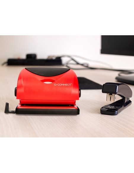 Taladrador q-connect kf02156 rojo abertura 2 mm capacidad 20 hojas