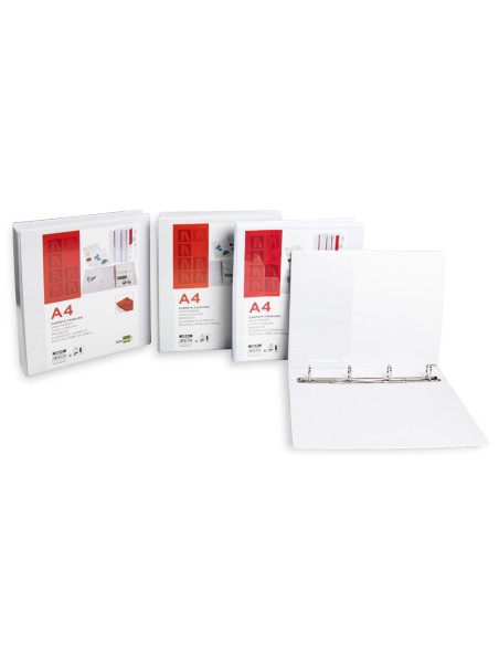 Carpeta canguro 4 anillas mixtas 55mm liderpapel a4 plastico blanca