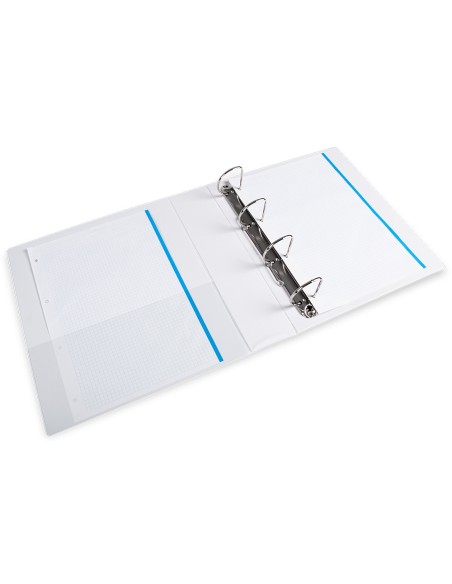 Carpeta canguro 4 anillas mixtas 55mm liderpapel a4 plastico blanca