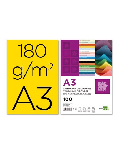 Cartulina liderpapel a3 180g/m2 amarillo...