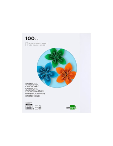 Cartulina liderpapel a3 180g/m2 blanco paquete...