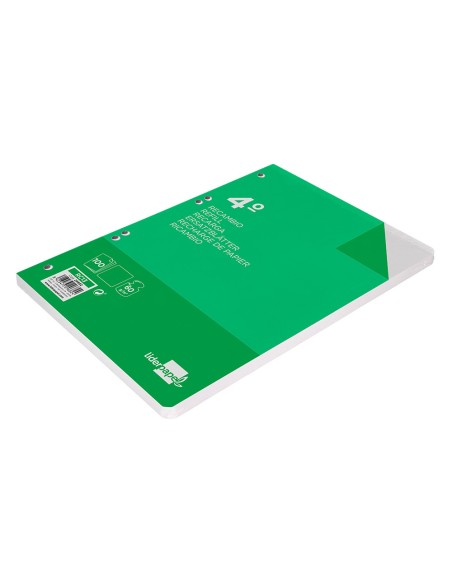 Recambio liderpapel cuarto 100 hojas 60g/m2 liso sin margen 6 taladros