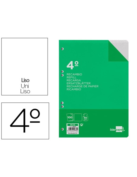 Recambio liderpapel cuarto 100 hojas 60g/m2...