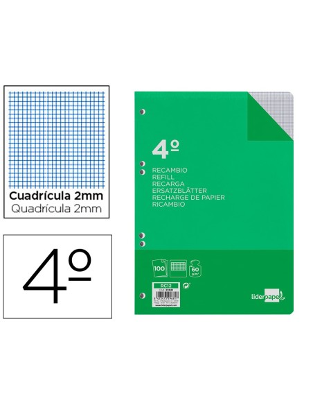 Recambio liderpapel cuarto 100 hojas 60g/m2...