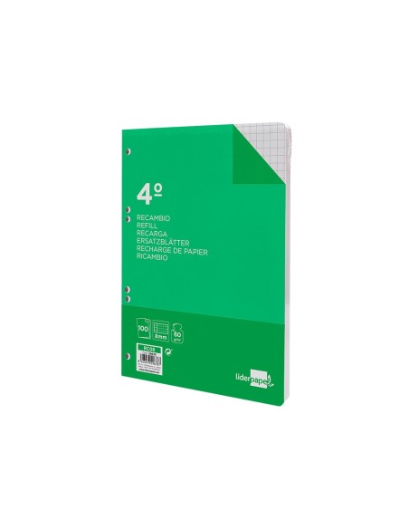 Recambio liderpapel cuarto 100 hojas 60g/m2...