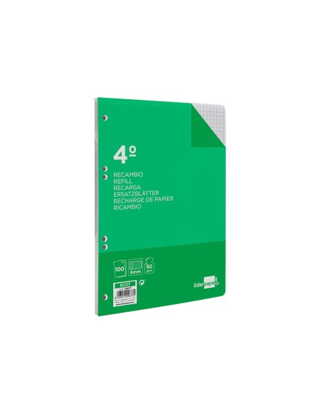 Recambio liderpapel cuarto 100 hojas 60g/m2...