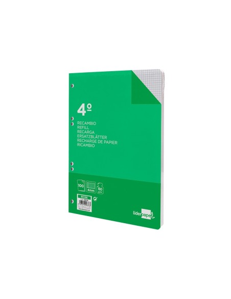 Recambio liderpapel cuarto 100 hojas 60g/m2...