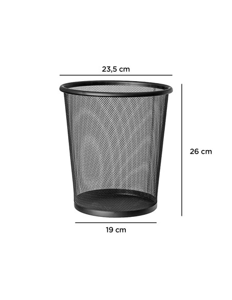 Papelera metalica q-connect rejilla negra 190x260x235 mm