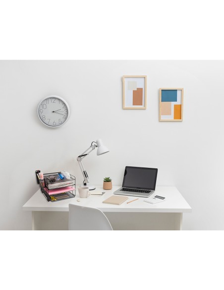 Organizador sobremesa bandeja metalica q-connect rejilla negra con 4 departamentos 320x35x155 mm