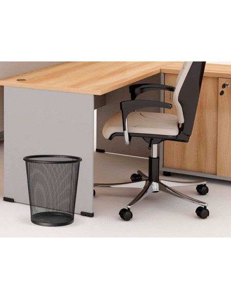 Papelera metalica q-connect negra rejilla...