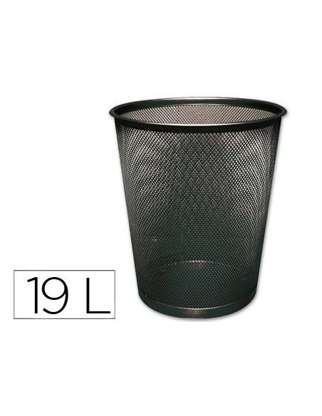Papelera metalica q-connect negra rejilla...