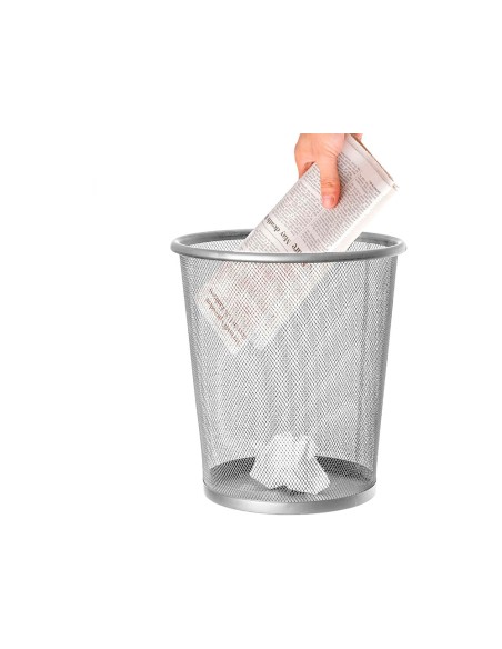 Papelera metalica q-connect gris rejilla 295x345mm
