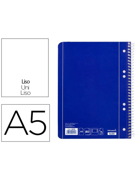 Cuaderno espiral liderpapel a5 micro serie azul...