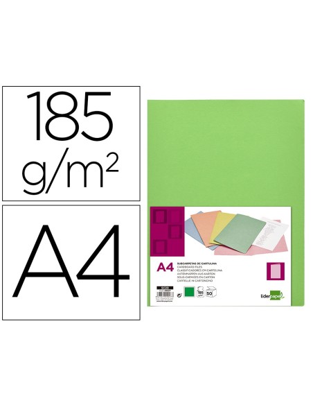 Subcarpeta liderpapel din a4 verde intenso 180g/m2