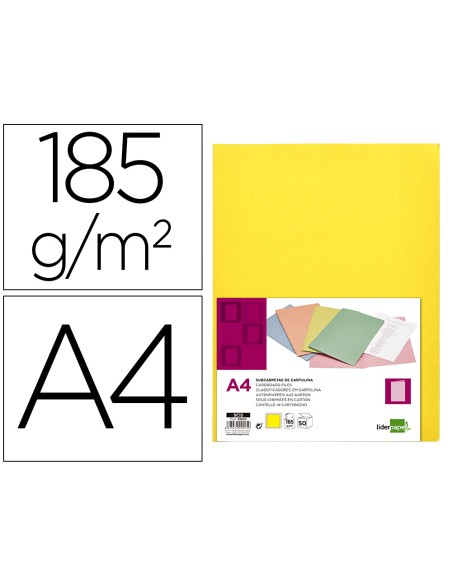 Subcarpeta liderpapel din a4 amarillo intenso 180g/m2