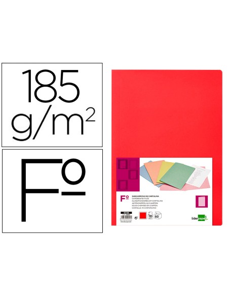 Subcarpeta liderpapel folio rojo intenso 180g/m2