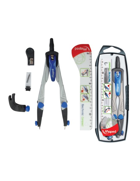 Compas maped 538700 -con adaptador universal estuche de minas y afilaminas
