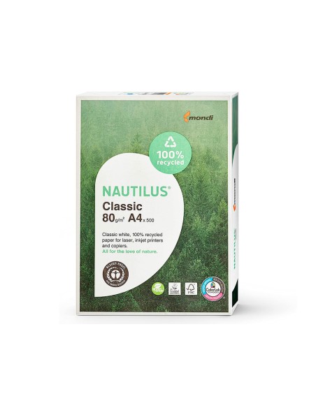 Papel fotocopiadora nautilus din a4 80 gramos paquete de 500 hojas 100% reciclado