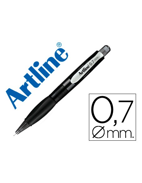 Portaminas artline retractil sujecion de caucho translucido 0,7 mm cuerpo negro