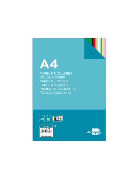 Papel color liderpapel a4 80gr 10 colores...