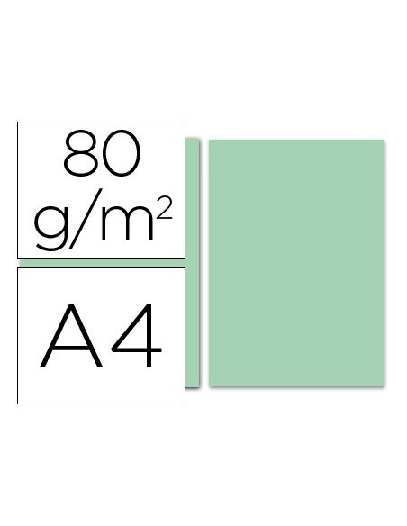 Papel color liderpapel a4 80gr verde paquete de...