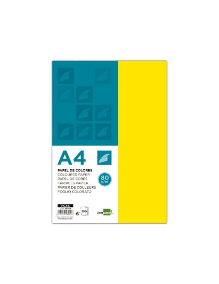 Papel color liderpapel a4 80gr limon paquete de...